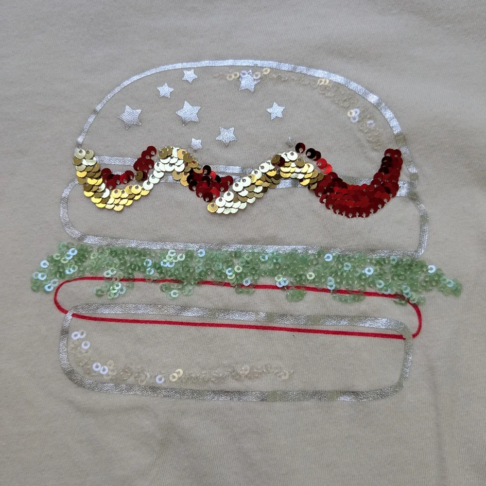 GAP sequin hamburger long sleeve tee Small 6/7
